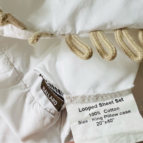 Ballard Looped Hem 1 X King Pillowcase white beige - Picture 6 of 7